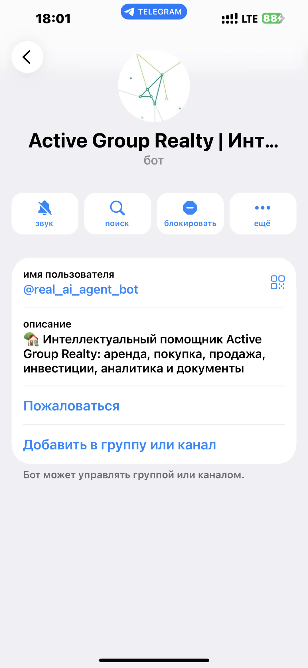 Active Group Realty — интеллектуальный помощник: карточка интеллектуального помощника Active Group Realty